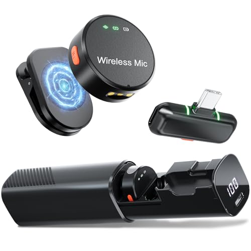 Wireless Lavalier Microphone for iPhone 15/16 & Android with USB-C Plug-Play, Mini Microphone with Noise Reduction, 360° Pickup, 36H Charging Case for Video Recording,Live Streaming, YouTube, TikTok - size: USB-C RX to 2 (With Charging case)