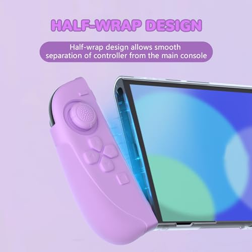 playvital Ranger Protective Case for Nintendo Switch 2 with Stand | Ergonomic Anti-Slip Silicone Grips, Dockable Hard Shell, 4 Thumbstick Caps | Quick-Release-Joycon Design, Soft Violet & Mint Green - color: Soft Violet & Mint Green