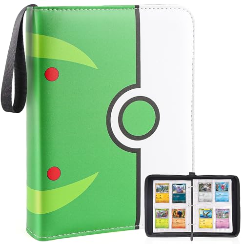 Collectible Trading Card Binder, 400 Pockets Card Holder with 50 Removable Sleeves, Portable Collection Binder Album Book Case Storage, Zipper Card Protective Sleeves for TCG, Sports Card - color: Nest Cyan