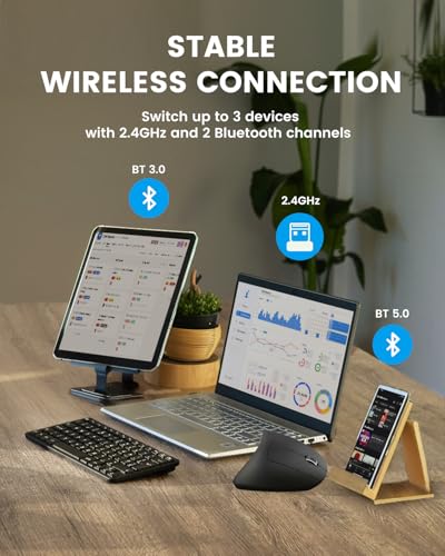 Perixx PERIMICE-813RX Wireless Rechargeable Vertical Mouse - Multi-Device spec - Duo Wired and Wireless Charging Feature -The Included Charger Compatible with iPhone, AirPods, and AirPods Pro - style: Wireless Rechargeable with Charging Pad