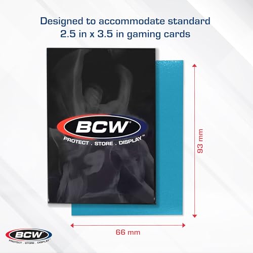 BCW Elite2 Matte Card Sleeves – Azure | Anti-Glare Front | Textured Back | Fits Standard 2.5" x 3.5" Cards - 100 Pack - color: Azure