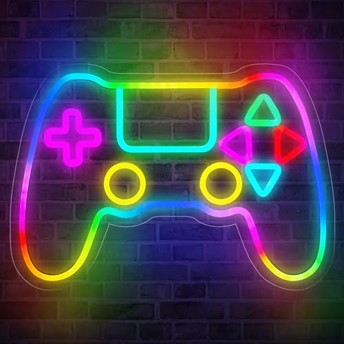 Qusea Gamer Neon Sign Gamepad Shaped RGB LED Neon Lights Gaming Sign USB Powered Game Gift for Boys Bedroom Gamer Room Wall Decor - color: Gamepad-1