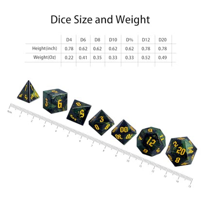 LUCKY-M Kambaba Jasper Dice DND Set, 7PCS Gemstone Dice for Dungeons and Dragons for RPG MTG Table Games, Stone Dice Set D&D, Valentines Day Gift for Him - color: Gem-kambaba Jasper