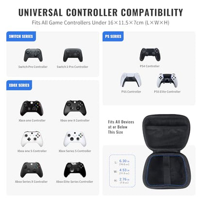 JDDWIN Universal Controller Case Compatible with Steam Controller 2026/PS5/Nintendo Switch/Xbox Series& More,Travel Storage Bag,Protective Cover Hard Carrying Case