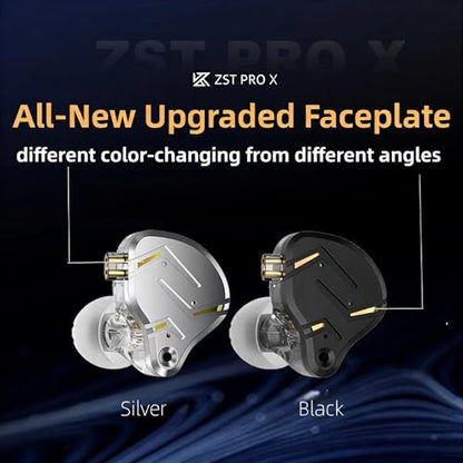 2026 Latest KZ ZST PRO X in Ear Monitor Headphone, 1BA 1DD Hybrid Driver Wired Gaming Earbuds Deep Bass Sound Ear buds HiFi IEM for Gaming Music Video Singer Musician Drummer (without mic, Black Gold) - color: Black Gold, style: without mic