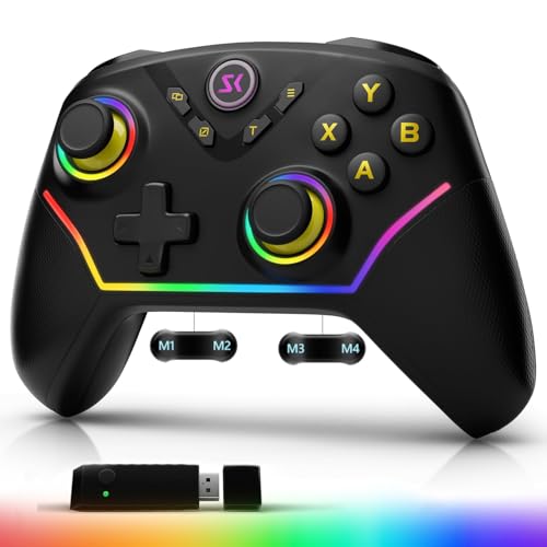 Wireless PC Controller with Hall Effect Joysticks & Triggers, 1000Hz Polling Rate, Trigger Locks, Bluetooth Pro Gaming Controller for PC/Steam/Luna/Tesla - 4 Macros and Turbo, Dynamic RGB, Black - color: Black