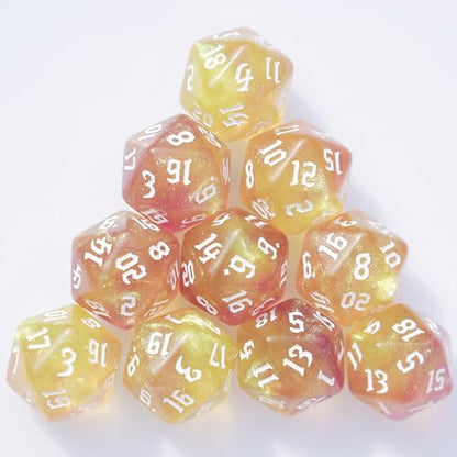 10PCs D20 Polyhedral Dice Set 22mm for DND RPG MTG Dungeons and Dragons Dice (Purple + Gold) - color: Purple + Gold