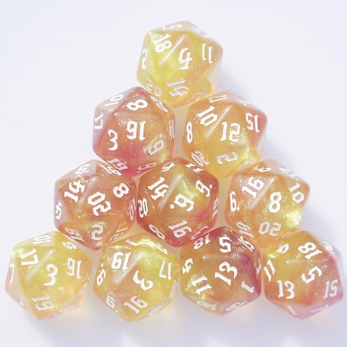 10PCs D20 Polyhedral Dice Set 22mm for DND RPG MTG Dungeons and Dragons Dice (Purple + Gold) - color: Purple + Gold
