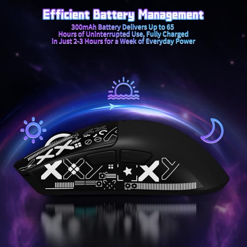 ATTACK SHARK X11SE Wireless Gaming Mouse, 59g Lightweight, Black&Tape | Bluetooth/2.4Ghz Wireless/Wired Connectivity, 22K DPI, PixArt PAW3311 Gaming Sensor, 1K Polling Gamer Mice for PC/Mac - color: Black&Tape