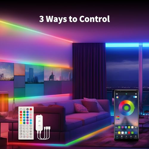 52FT LED Neon RGB+IC Lights IP65 Waterproof Outdoor Lights 2 Rolls | RF Remote & APP Control, Music Sync,DIY Design, 24V LED Strip Lights for Gaming Livingroom Wall Christmas Decor - size: Neon-RGB+IC-52ft