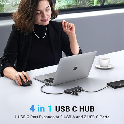 UGREEN USB C Hub, 10Gbps 4 in 1 USB 3.2 Adapter with 2 USB-C & A 3.2, 4 Ports Splitter Extender for MacBook Pro/Air, iPad Pro, iPhone 15/15 Pro Max, Surface, PC, Laptops and More
