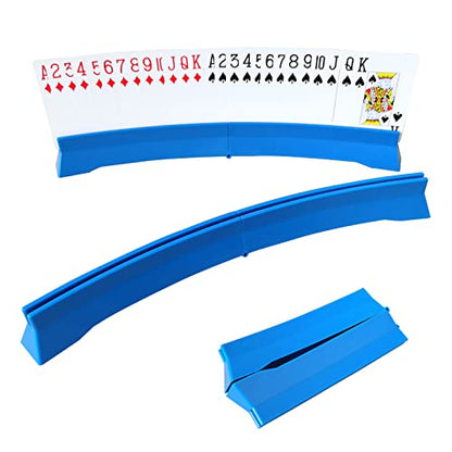 2 Pack Playing Cards Holder for Bridge Canasta Card Game - Foldable Card Holders for Playing Cards - Curved Playing Card Rack for Adults Seniors Arthritis - style: 2 blue