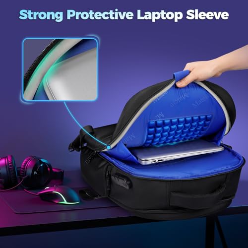 MATEIN 17.3 Inch Gaming Laptop Backpack for Men with Organizer Pouch | TSA Friendly, Travel Laptop Backpack with Rain Cover, Padded Laptop Protection, Anti Theft Pocket, Carry On Gaming Bag