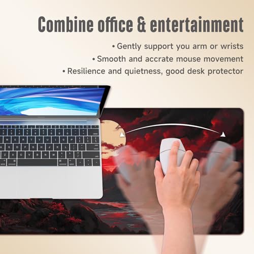 Extended Gaming Mouse Pad, Large Mouse Mat 3 mm Nature Rubber Base Mousepad with Stitched Edges, Non-Slip Desk Mat for Office Home Great Gift 31.5x11.8 Inch (Dark Canyon 1) - color: Dark Canyon 1