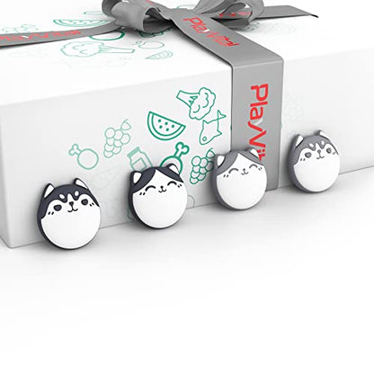 PlayVital Cute Thumb Grip Caps for ps5/ps5 Edge Controller, Joystick Caps for Switch 2 Pro/Switch Pro, Thumbstick Cover for Xbox Series X/S, Elite Series 2, Xbox One - Husky & Kitty, Light Gray - color: Husky & Kitty Light Gray