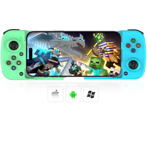 Megadream Mobile Game Controller Gamepad for iPhone iOS Android PC: Works with iPhone 16/15/14/13/12/11, iPad, Samsung Galaxy, TCL, Tablet, Call of Duty, Roblox - Directly Play (Blue+Green) - color: Green Blue