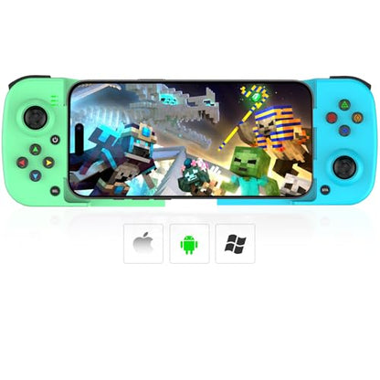 Megadream Mobile Game Controller Gamepad for iPhone iOS Android PC: Works with iPhone 16/15/14/13/12/11, iPad, Samsung Galaxy, TCL, Tablet, Call of Duty, Roblox - Directly Play (Blue+Green) - color: Green Blue
