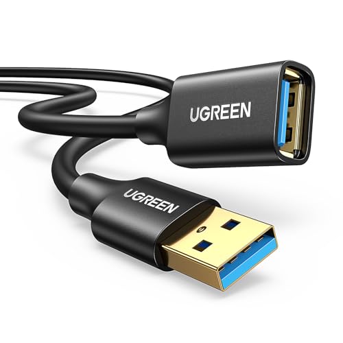UGREEN USB Extender, USB 3.0 Extension Cable Male to Female USB Cable High-Speed Data Transfer Compatible with Webcam, Gamepad, USB Keyboard, Mouse, Flash Drive, Hard Drive, VR, Xbox 3 FT - size: 3 ft