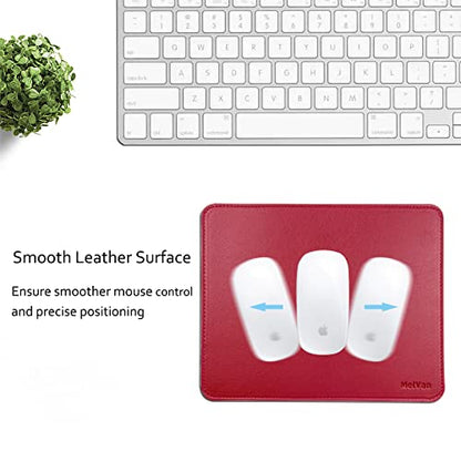 MelVan PU Leather Mouse Pad with Stitched Edge, Wood Mousepad, Waterproof Gaming Mouse Pad Mat for Computers, Laptop, Office & Home, 10.2" x 8.3", 1 Pack (Burgundy) - color: Burgundy