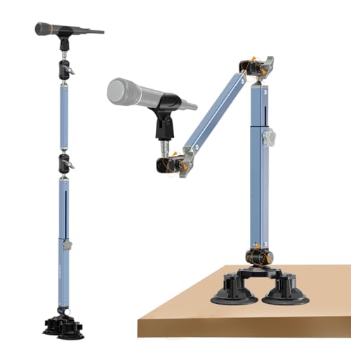 Microphone Boom Arm, 360°Rotatable Adjustable & Foldable Desk Microphone Arm Stand with 3/8"Adapters, Sturdy Aluminum Alloy Mic Arm for Podcast, Video, Gaming, Meeting,Studio (Suction Cup) - style: Suction Cup