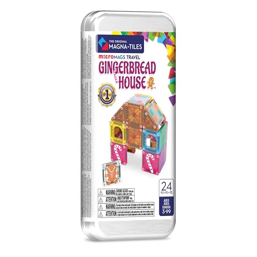 MAGNA-TILES microMAGS 24-Piece Gingerbread House Travel Set, The Original Magnetic Building Brand - style: Gingerbread