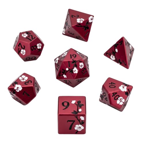Metal Dice Set DND 7pcs with Gift Box - RPG Gift for Gamers(Plum Blossom) | Elegant gift box included, making it the ultimate present for roleplaying tabletop gamers and D&D enthusiasts - color: Plum Blossom