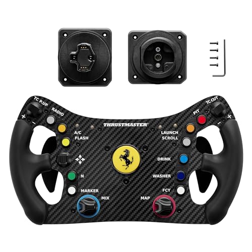 Thrustmaster Ferrari 488 GT3 Wheel Add-On Replica Rim - PS5, XBOX & PC | 1:1 scale, licensed by Ferrari, carbon-clad faceplate, 12.2-in diameter, 11 programable buttons, D-pad, 4 encoders