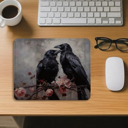 Gothic Crow Halloween Mouse Pad for Desk 9.5x7.9 Inch - color: Crow