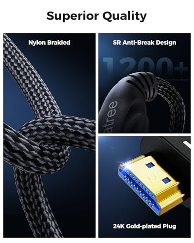 Cratree 8K HDMI Cable 13FT - HDMI 48Gbps High Speed HDMI Cord Gaming,8K 60Hz 4K 120Hz 144Hz eARC HDCP RTX 3090 Compatible with UHD TV/PS4/PS5/SoundBar - size: 13FT