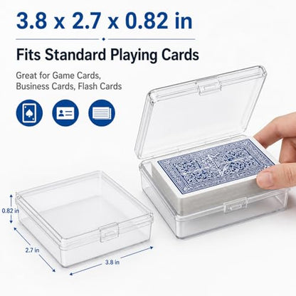 24 Pack Card Deck Box, Clear Plastic Playing Card Case, 1.2mm Thick Snap-Tight Card Storage Box for Standard Playing Cards, Game Cards and Small Parts, 3.8 x 2.7 x 0.82 in - color: 24PCS - 3.8x2.7x0.82 Inch