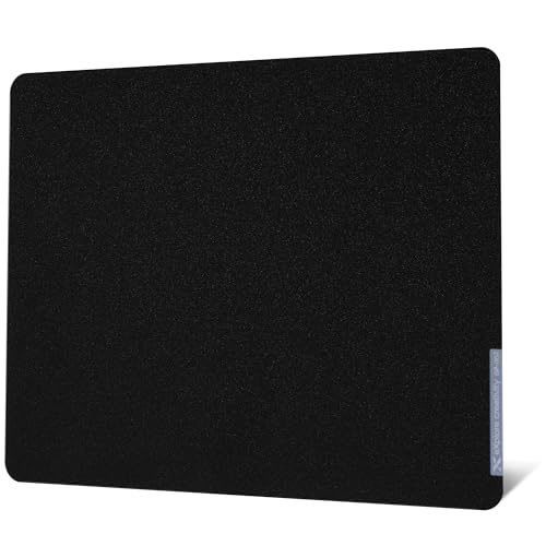 XVX Glass Mousepad Gaming, Black Hard Mouse Pads for Esports, Large Mouse Mat 16.2" x 12.2", Tempered Glass Mouse Pad Smooth Micro-Etched Surface with Improved Precision and Speed - color: Black