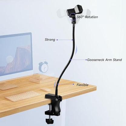 2-in-1 Podium Microphone Holder & Mic Holder -13.78" Flexible Gooseneck Desktop Mic Stands Holder for Lectern Podium Podcast Meetings Lectures Pulpit Streaming Gaming Studio (Upgrade)