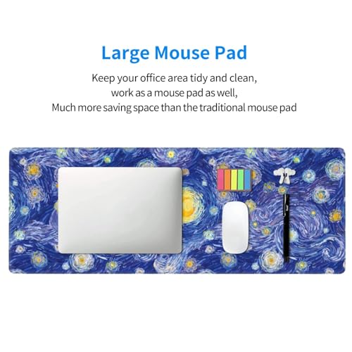 Large Mouse Pads for Desk, Extended Abstract Gaming Mousepad for Women Office Gifts, Funny XL Big Stitched Waterproof Nonslip Computer Mats Deskmat for Keyboard, (Starry Night, 31.5 * 11.8 in) - color: Starry Night