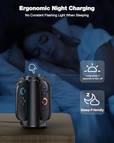 Upgraded [Switch 2/1 Both] Charging Dock for Nintendo Switch Joycons, 4-in-1 Magnectic Controller Fast Charging Station with Adjustable RGB Lights - size: M-for Switch 1/2