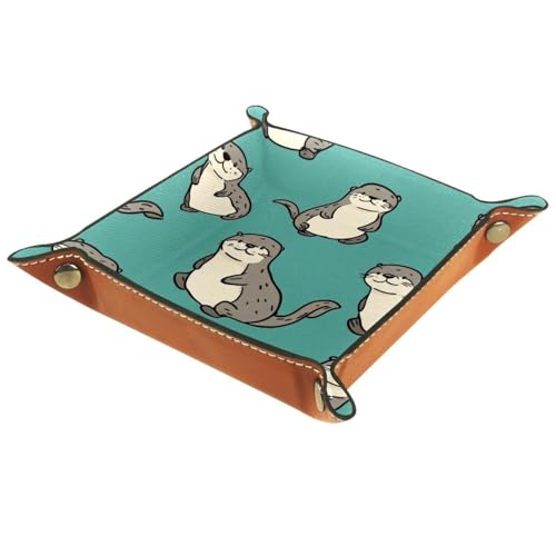 Dice Trays Otter Holder Storage Box for Dice Games Like RPG DND, Leather Dice Holder Portable Folding Rolling Dice Tray, 16x16cm - color: Multi 3