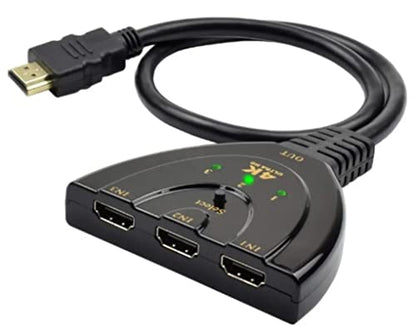 Hdmi Switch Switcher 3 in 1 Out 3-Port Selector 4K 60Hz, HDMI with Pigtail HDMI Cable,Supports Full HD 4K 1080P 3D Player, HDMI Hub Compatible with Fire Stick,HDTV,PS4 Game Consoles,PC