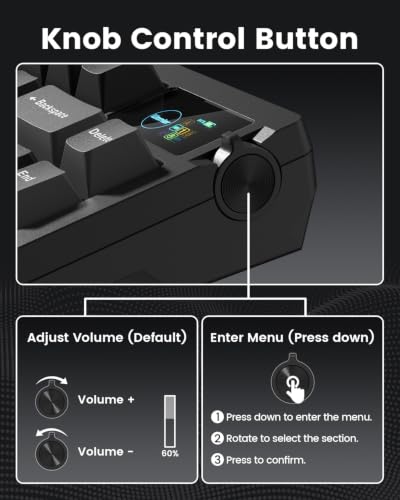 L80 Wireless Gaming Keyboard, 75% Mechanical Keyboard with Smart Display and Knob, Tri-Mode BT/2.4GHz/USB-C, Gasket Mount RGB Backlit, Hot Swappable for PC Mac - color: Black