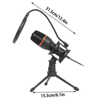 USB Microphone with USB and 3.5mm Interface, Plug and Play Mic with RGB Light and Tripod for Streaming, Gaming, Recording, and Podcast on Desktop Laptop