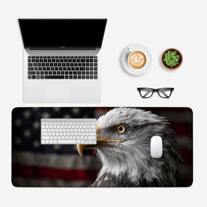 Mouse Pad, Large Anti-Slip with Stitched Edges Desk Mat Desktop Laptop Computer Desk Keyboard Mat,Table Protector Blotter Mat (Eagle, 35.4" x 15.7") - color: Eagle, size: 35.4" x 15.7"