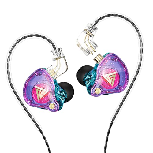 Wired Gaming Earbuds,QKZ AK6 PRO in Ear Monitors, Deep Bass Sound Wired Earbuds, HiFi in Ear Headphones with New 1DD 10mm Dynamic Driver, IEM for Music Gaming Video Calling (Purple) - color: Purple