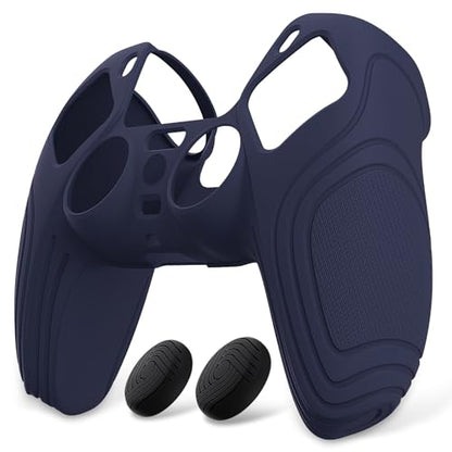 eXtremeRate PlayVital Samurai Edition Midnight Blue Anti-Slip Controller Grip Silicone Skin for ps5, Ergonomic Soft Rubber Case for ps5 Controller with Black Thumb Stick Caps - color: Midnight Blue