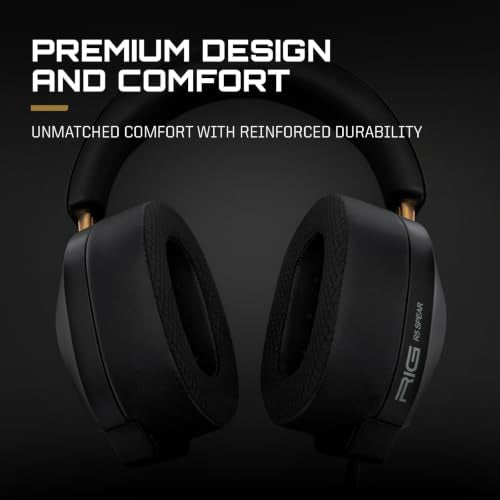 RIG R5 Spear MAX HD Wired PC Gaming Headset | 40mm GrapheneQ™ Drivers, USB-C Audio DAC, Dolby Atmos 3D Audio, Detachable Noise-Canceling Mic, Memory Foam, 3.5mm, USB-C - color: Black