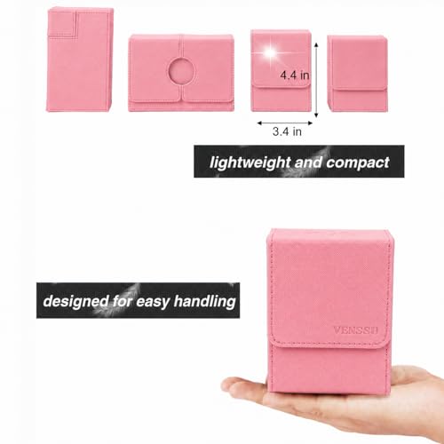 MTG Deck Box with Commander Display Window (Pink&Grey, 1 window) | Holds 120 Single/100 Double-Sleeved Cards, Fit MTG/PTCG/OPTCG Cards, Strong Magnet, PU Leather, With 2 Dividers & 1 Toploader - color: Pink and Grey