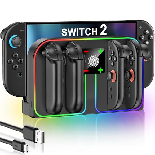 EXTREMECOOL Charging Dock Compatible with Nintendo Switch 2 (2025) for Joycon Controller, 4 in 1 Joypad Charger with Magnetic Design, Switch 2 Joy Con Fast Chagre Stand Station with USB C Cable - size: Vertical