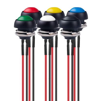 Gebildet 6pcs 12mm 3A/250VAC Prewired Waterproof Momentary Push Button SPST ON/OFF, Lockless Mini Round Button for Car Trumpet, PC, Home Doorbell - style: E428
