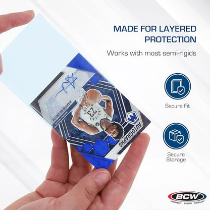 BCW Tabbed Card Sleeves (100 Pack) – Grading Sleeves for PSA, BGS, SGC, CSG, & HGA, Pull Tab for Standard Cards | Fits Toploaders & Semi Rigid Holders | Acid-Free, Archival Safe - style: 100 Pack