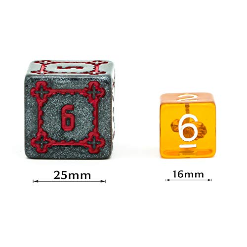 Cusdie 7 Pcs 25mm Giant Dice DND with Dragon Eye Dice Bag, Polyhedral Dice Set, D&D Dice for Pathfinder RPG (Black Red) - color: Black Red