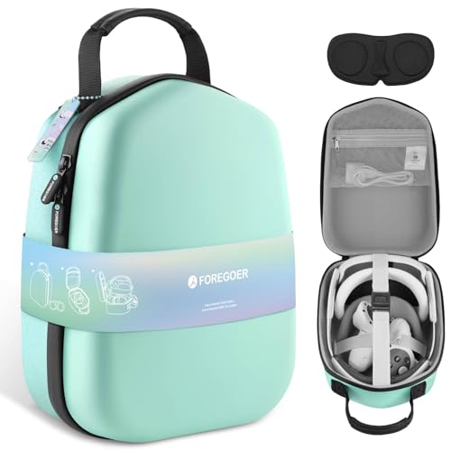 FOREGOER Hard Carrying Case Compatible with Meta Quest 3S/Quest 3/Oculus Quest 2 Official Original/Elite Strap VR Gaming Headset, Portable Travel Vision Pro Case for Touch Controllers Accessories - color: Green, size: M/For Official Original & Elite Strap