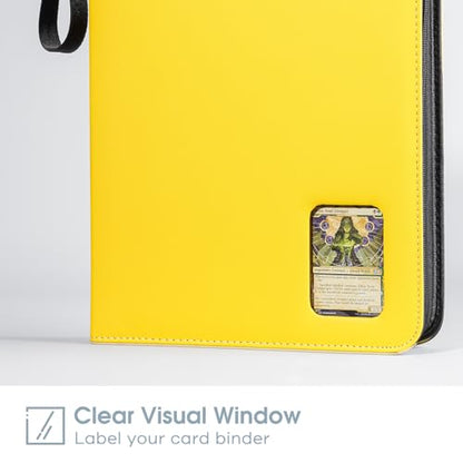 ProCase 900-Pocket Card Binder with Clear Window -Yellow | 9 Double-sided Pockets, Trading Cards Colletction Album Holder, Removable Sleeves, Holds MTG, TCG, Sports & Football Cards - color: Yellow