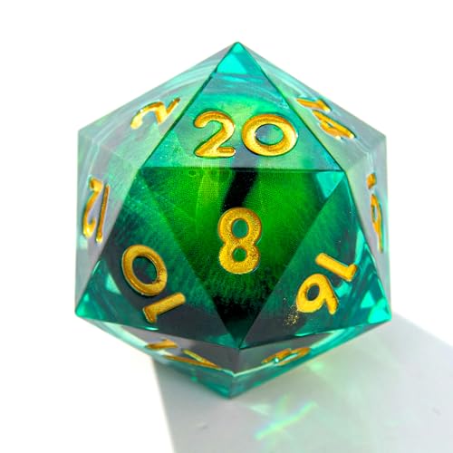 Beholder'S Eye D20 Dice Dragon Eye DND 22MM Single Dice with Resin Sharp Edge 20 Sided D&D Handmade Polyhedral for Dungeons and Dragons, RPG, Roleplaying Games MTG Table Games(Green Gold) - color: D20-green Dragon Eye